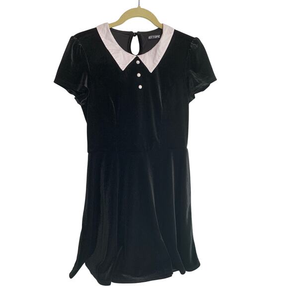 Hot Topic Velvet Black Goth Girls Juniors Collared Dress (No Size Tag-? Sm/Med) - Picture 1 of 8